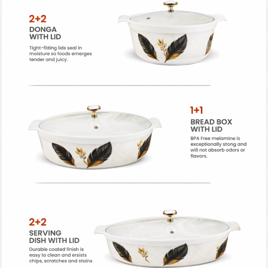 Glass cover melamine dinner set