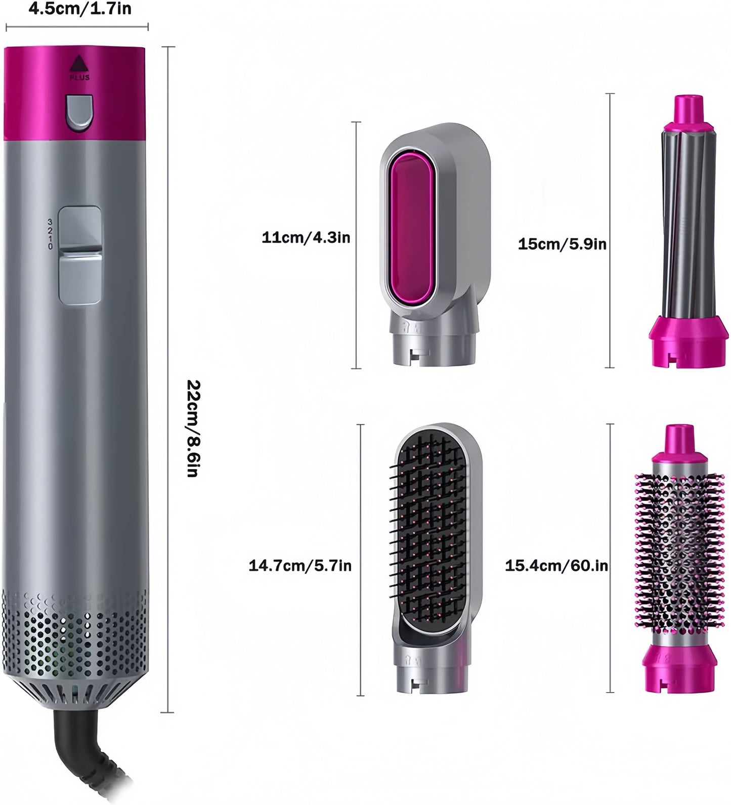 Professional 5-in-1 Hair Styler – Dryer, Curler & Straightener
