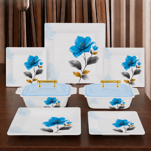 Melamine Dinner set with glass lid 72pcs (07)