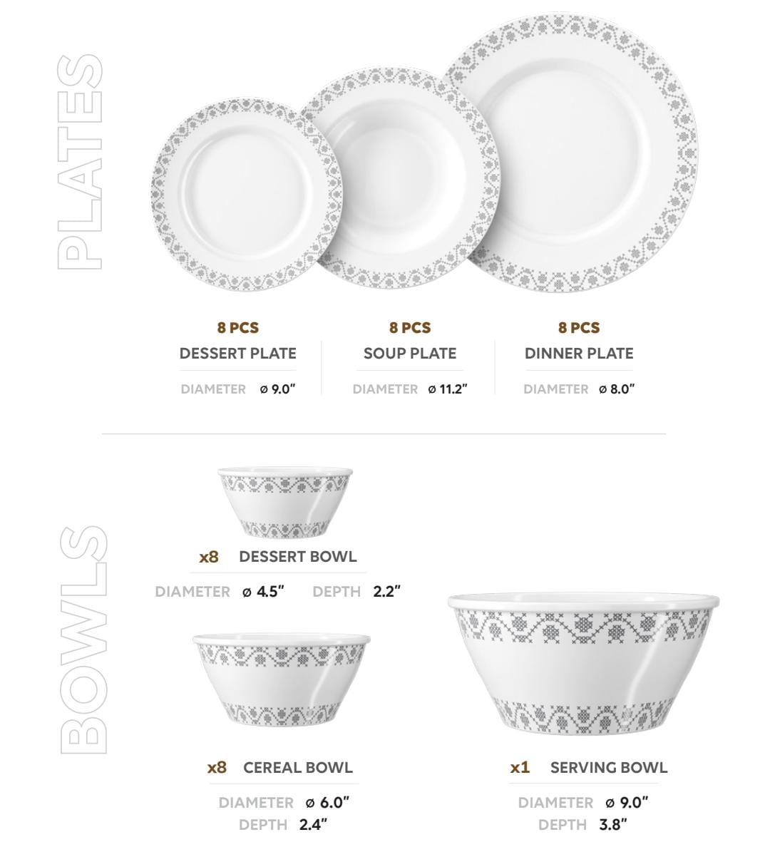 Heritage Double Glaze Dinner Set – 88 Pcs