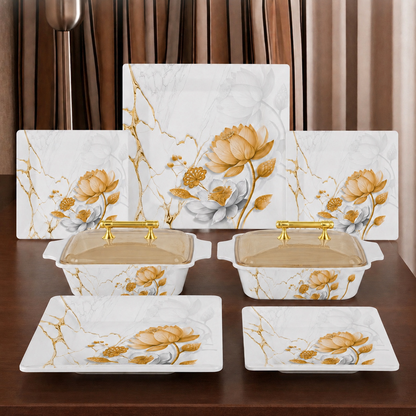 Melamine Dinner set with glass lid 72pcs (06)