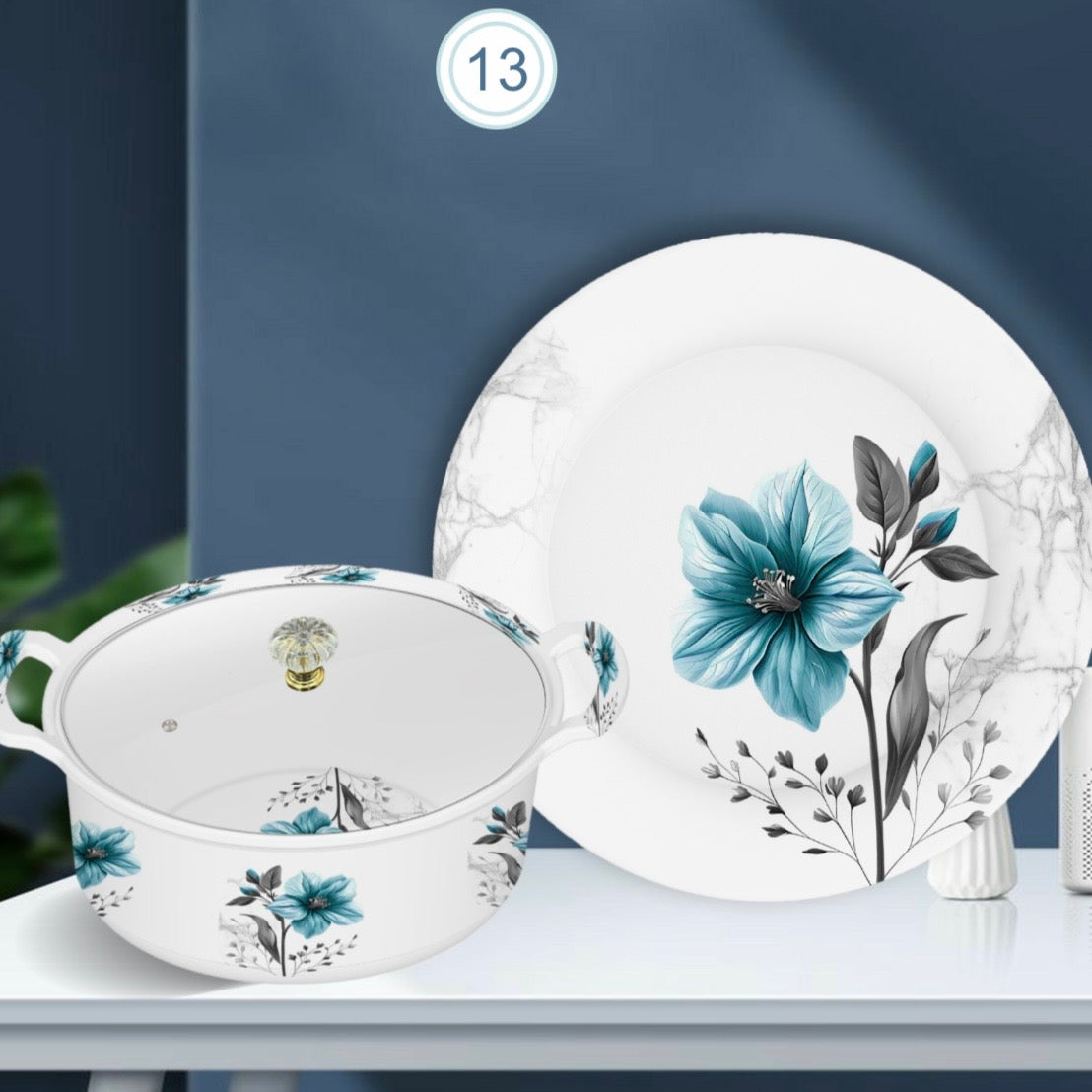 72 pieces Glass cover melamine dinner set(13)