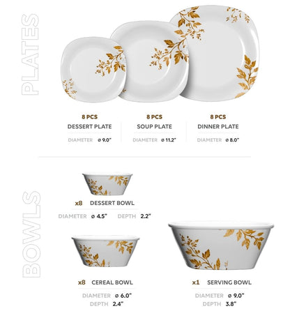 Vision Double Glaze 88-Piece Dinner Set