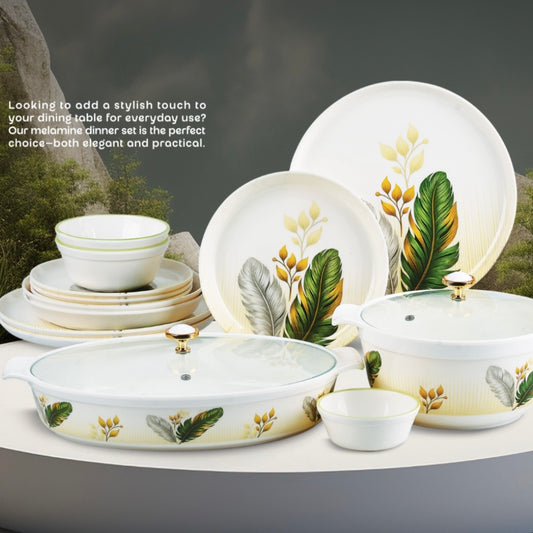 Glass cover melamine dinner set