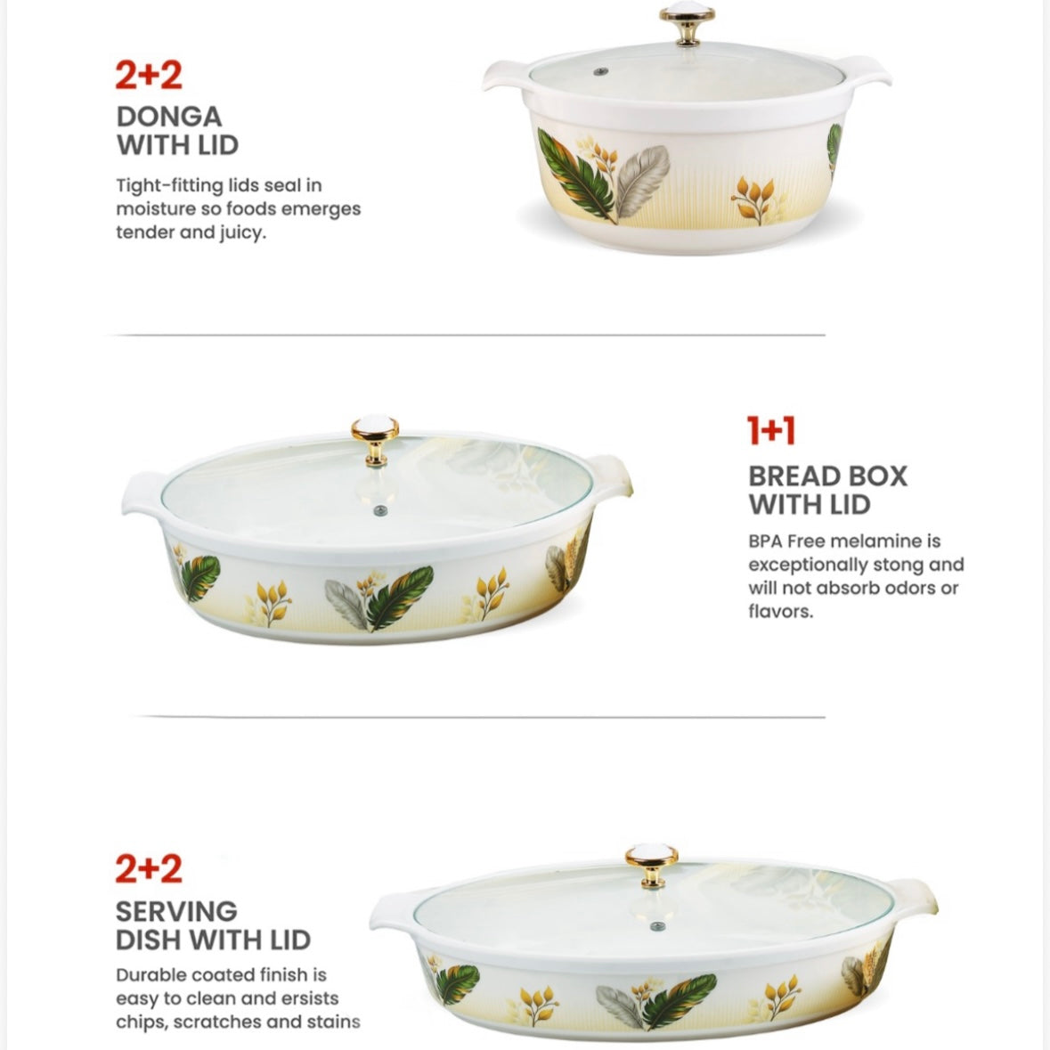 Glass cover melamine dinner set