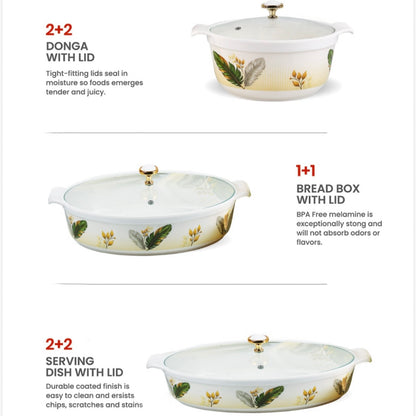 Glass cover melamine dinner set