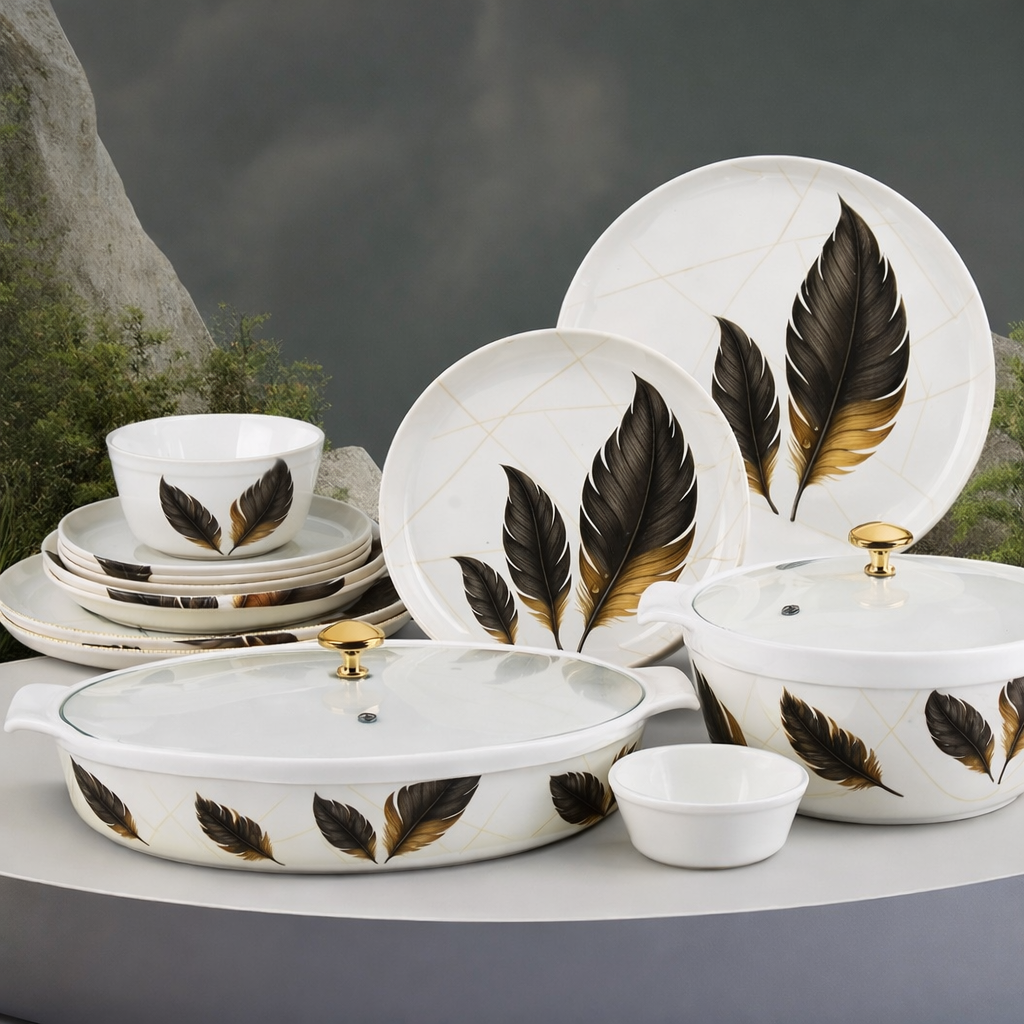 Glass cover melamine dinner set