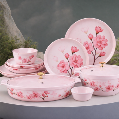 Glass cover melamine dinner set