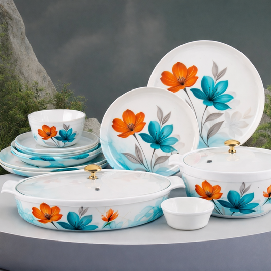 Glass cover dinner set melamine