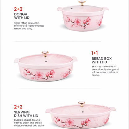 Glass cover melamine dinner set