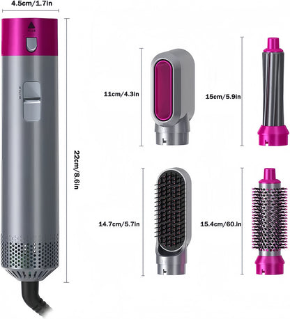 Professional 5-in-1 Hair Styler – Dryer, Curler & Straightener